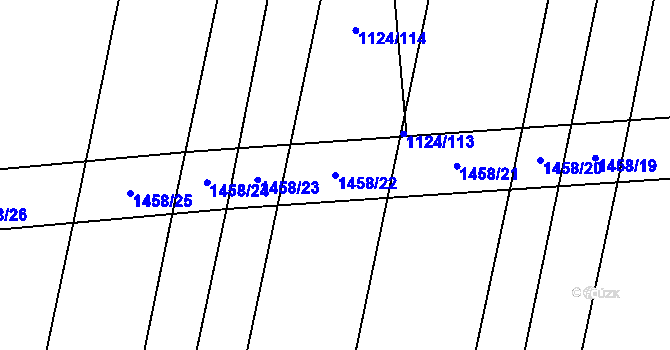 Parcela st. 1458/22 v KÚ Panenský Týnec, Katastrální mapa