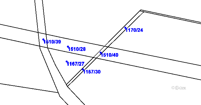 Parcela st. 1510/40 v KÚ Panenský Týnec, Katastrální mapa