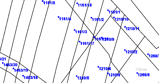 Parcela st. 1161/17 v KÚ Panenský Týnec, Katastrální mapa