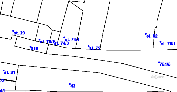 Parcela st. 75 v KÚ Úherce u Panenského Týnce, Katastrální mapa