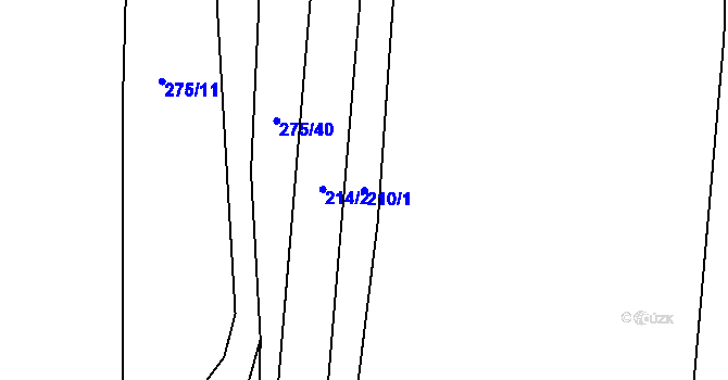 Parcela st. 210/1 v KÚ Úherce u Panenského Týnce, Katastrální mapa