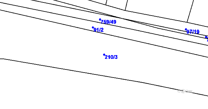 Parcela st. 210/3 v KÚ Úherce u Panenského Týnce, Katastrální mapa
