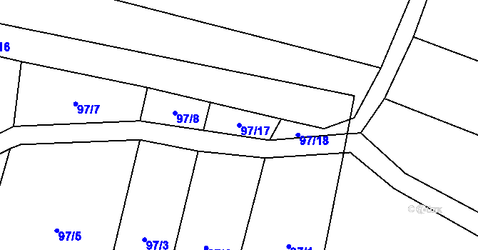 Parcela st. 97/17 v KÚ Úherce u Panenského Týnce, Katastrální mapa