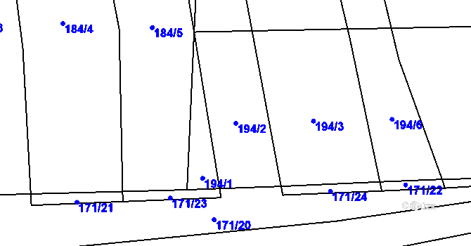 Parcela st. 194/2 v KÚ Úherce u Panenského Týnce, Katastrální mapa