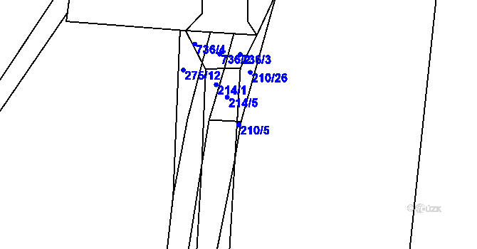 Parcela st. 210/5 v KÚ Úherce u Panenského Týnce, Katastrální mapa