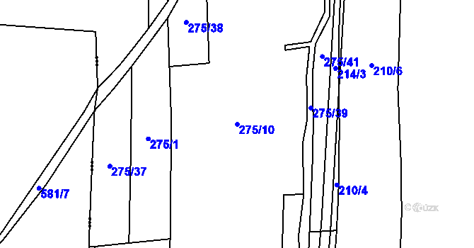 Parcela st. 275/10 v KÚ Úherce u Panenského Týnce, Katastrální mapa