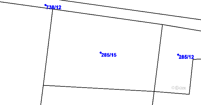 Parcela st. 285/15 v KÚ Úherce u Panenského Týnce, Katastrální mapa