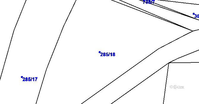 Parcela st. 285/18 v KÚ Úherce u Panenského Týnce, Katastrální mapa