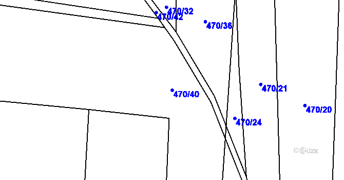 Parcela st. 470/40 v KÚ Úherce u Panenského Týnce, Katastrální mapa