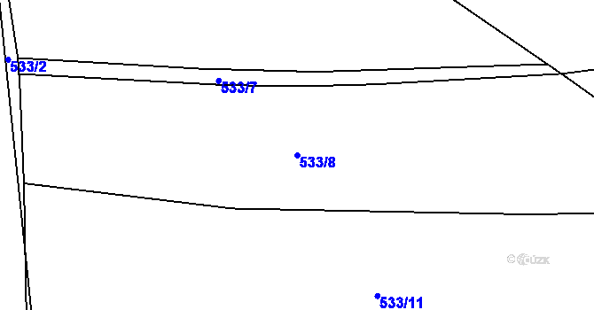 Parcela st. 533/8 v KÚ Úherce u Panenského Týnce, Katastrální mapa