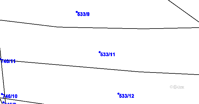 Parcela st. 533/11 v KÚ Úherce u Panenského Týnce, Katastrální mapa