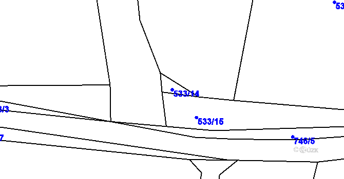 Parcela st. 533/14 v KÚ Úherce u Panenského Týnce, Katastrální mapa