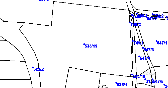 Parcela st. 533/19 v KÚ Úherce u Panenského Týnce, Katastrální mapa