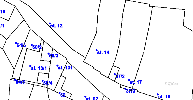 Parcela st. 14 v KÚ Žerotín u Panenského Týnce, Katastrální mapa