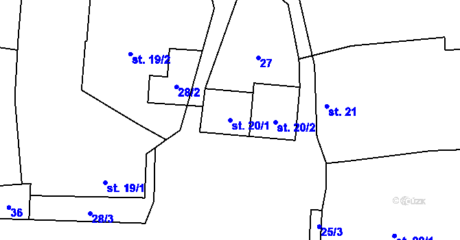 Parcela st. 20/1 v KÚ Žerotín u Panenského Týnce, Katastrální mapa