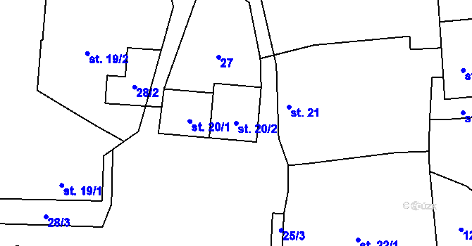Parcela st. 20/2 v KÚ Žerotín u Panenského Týnce, Katastrální mapa