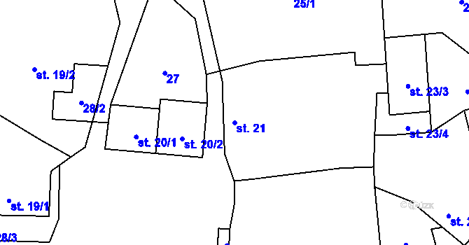 Parcela st. 21 v KÚ Žerotín u Panenského Týnce, Katastrální mapa