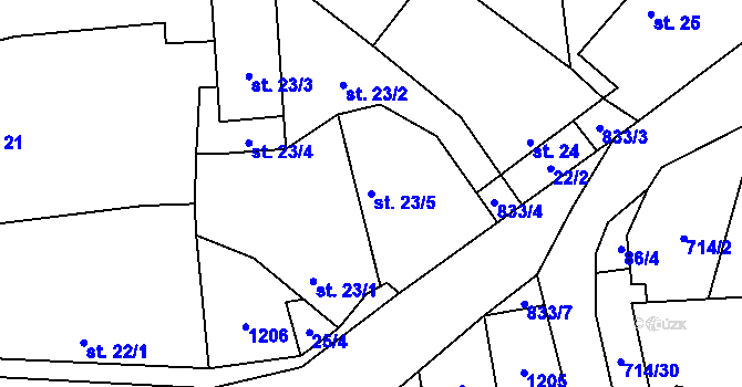 Parcela st. 23/5 v KÚ Žerotín u Panenského Týnce, Katastrální mapa
