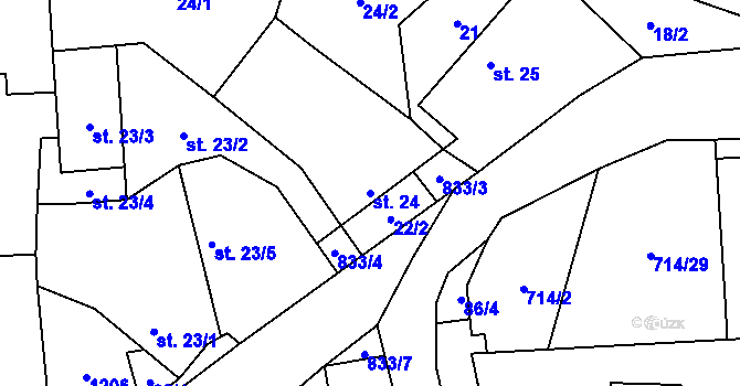 Parcela st. 24 v KÚ Žerotín u Panenského Týnce, Katastrální mapa