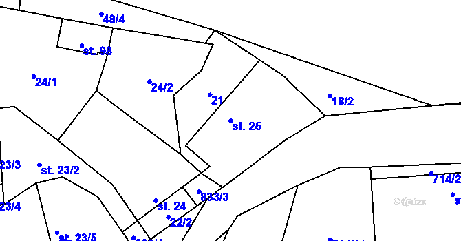 Parcela st. 25 v KÚ Žerotín u Panenského Týnce, Katastrální mapa