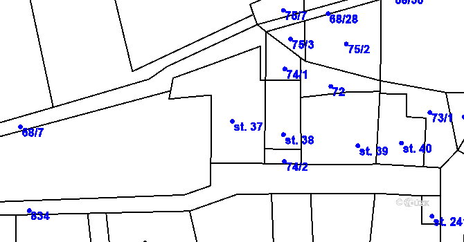 Parcela st. 37 v KÚ Žerotín u Panenského Týnce, Katastrální mapa