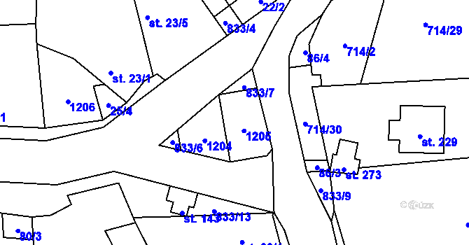 Parcela st. 99 v KÚ Žerotín u Panenského Týnce, Katastrální mapa