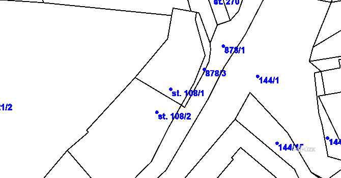 Parcela st. 108/1 v KÚ Žerotín u Panenského Týnce, Katastrální mapa