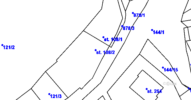 Parcela st. 108/2 v KÚ Žerotín u Panenského Týnce, Katastrální mapa