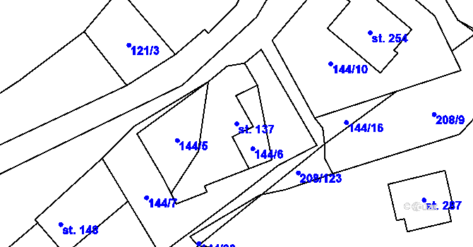 Parcela st. 137 v KÚ Žerotín u Panenského Týnce, Katastrální mapa