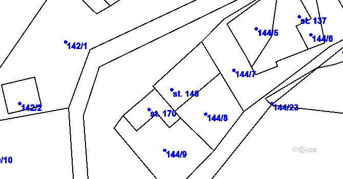 Parcela st. 148 v KÚ Žerotín u Panenského Týnce, Katastrální mapa