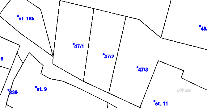 Parcela st. 47/2 v KÚ Žerotín u Panenského Týnce, Katastrální mapa