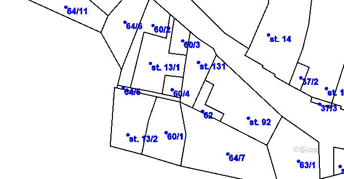 Parcela st. 60/4 v KÚ Žerotín u Panenského Týnce, Katastrální mapa