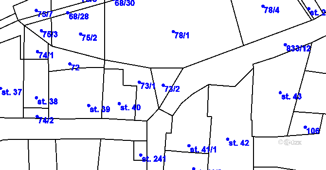 Parcela st. 73/2 v KÚ Žerotín u Panenského Týnce, Katastrální mapa