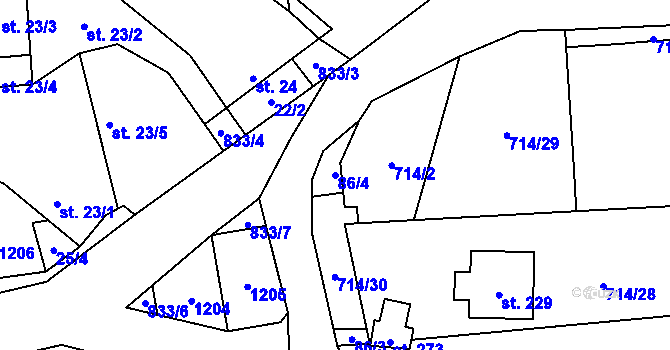 Parcela st. 86/4 v KÚ Žerotín u Panenského Týnce, Katastrální mapa