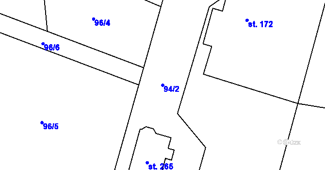 Parcela st. 94/2 v KÚ Žerotín u Panenského Týnce, Katastrální mapa