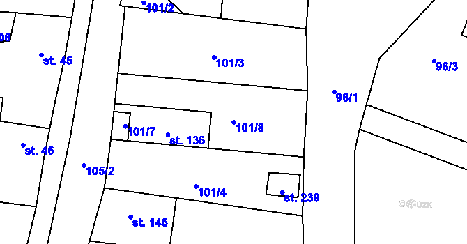 Parcela st. 101/8 v KÚ Žerotín u Panenského Týnce, Katastrální mapa