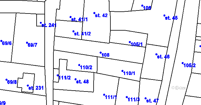 Parcela st. 108 v KÚ Žerotín u Panenského Týnce, Katastrální mapa