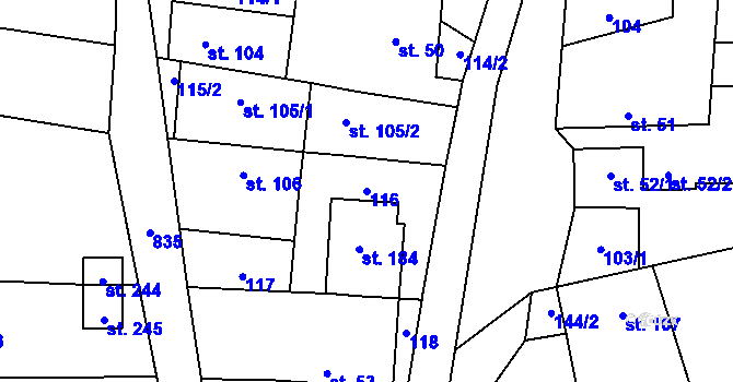 Parcela st. 116 v KÚ Žerotín u Panenského Týnce, Katastrální mapa