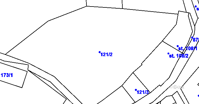 Parcela st. 121/2 v KÚ Žerotín u Panenského Týnce, Katastrální mapa