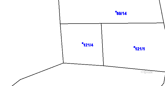 Parcela st. 121/4 v KÚ Žerotín u Panenského Týnce, Katastrální mapa