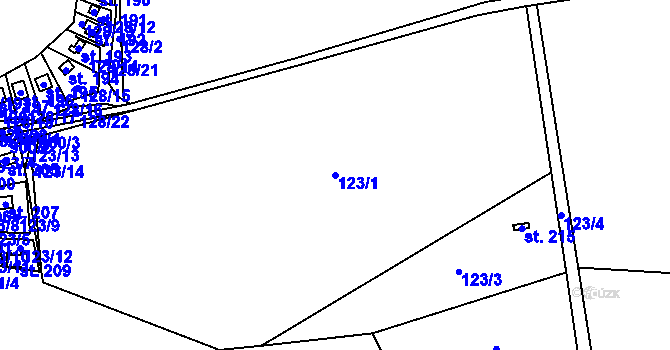 Parcela st. 123/1 v KÚ Žerotín u Panenského Týnce, Katastrální mapa