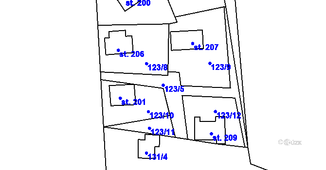 Parcela st. 123/5 v KÚ Žerotín u Panenského Týnce, Katastrální mapa