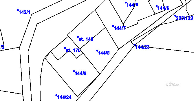 Parcela st. 144/8 v KÚ Žerotín u Panenského Týnce, Katastrální mapa