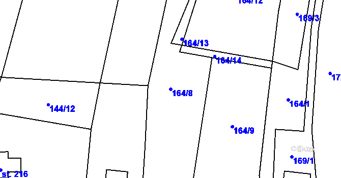Parcela st. 164/8 v KÚ Žerotín u Panenského Týnce, Katastrální mapa