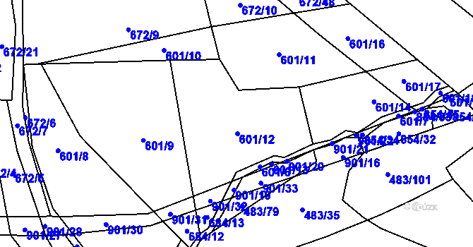 Parcela st. 601 v KÚ Žerotín u Panenského Týnce, Katastrální mapa