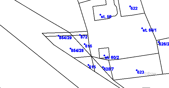 Parcela st. 616 v KÚ Žerotín u Panenského Týnce, Katastrální mapa