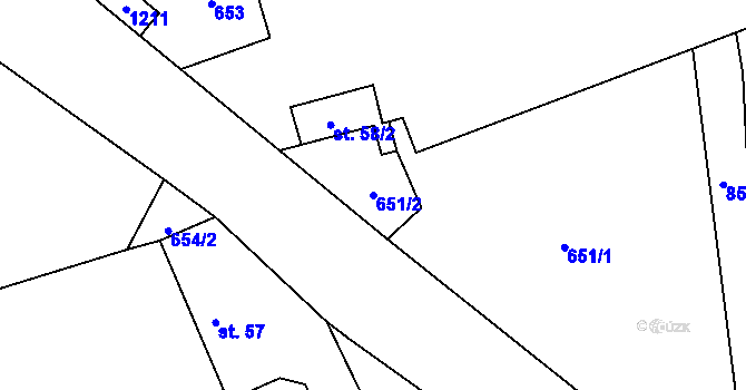 Parcela st. 651/2 v KÚ Žerotín u Panenského Týnce, Katastrální mapa