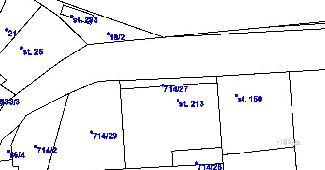 Parcela st. 714/27 v KÚ Žerotín u Panenského Týnce, Katastrální mapa
