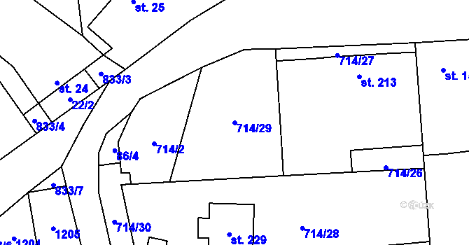 Parcela st. 714/29 v KÚ Žerotín u Panenského Týnce, Katastrální mapa