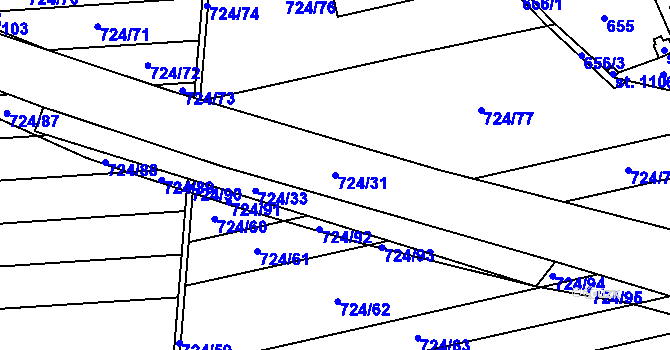 Parcela st. 724/31 v KÚ Žerotín u Panenského Týnce, Katastrální mapa